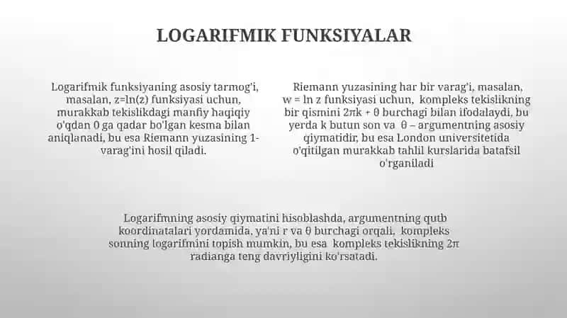 Ko'rsatkich va Logarifmik Funktsiyalar 4