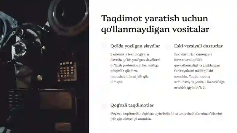Taqdimotlarni ishlab chiqishning zamonaviy vositalari 4