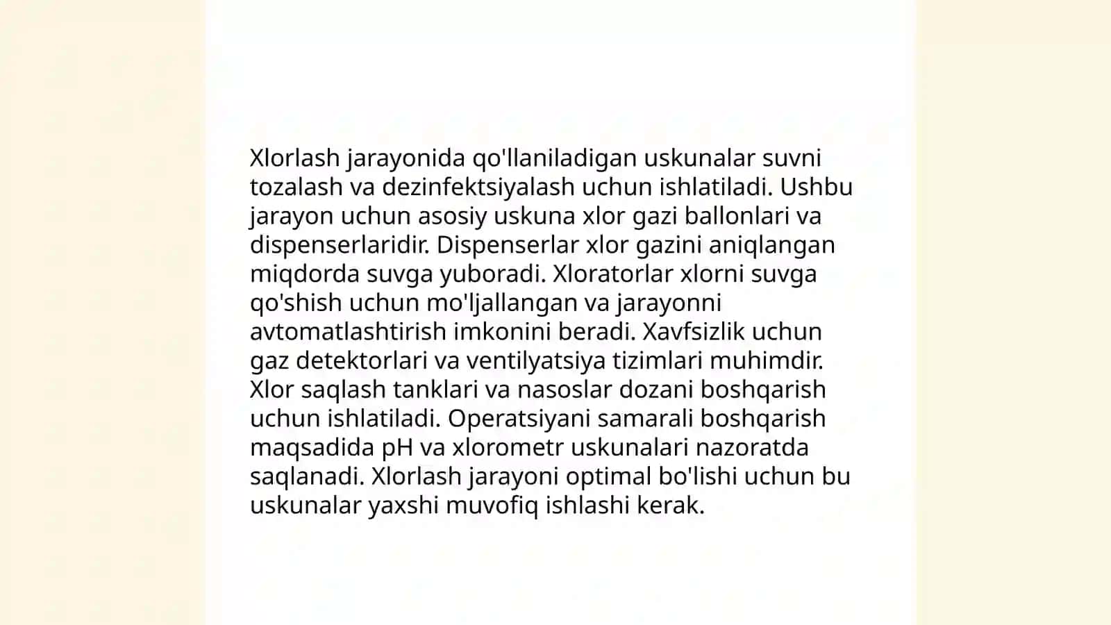 Xlor bilan suvni zararsizlantirish usuli 4