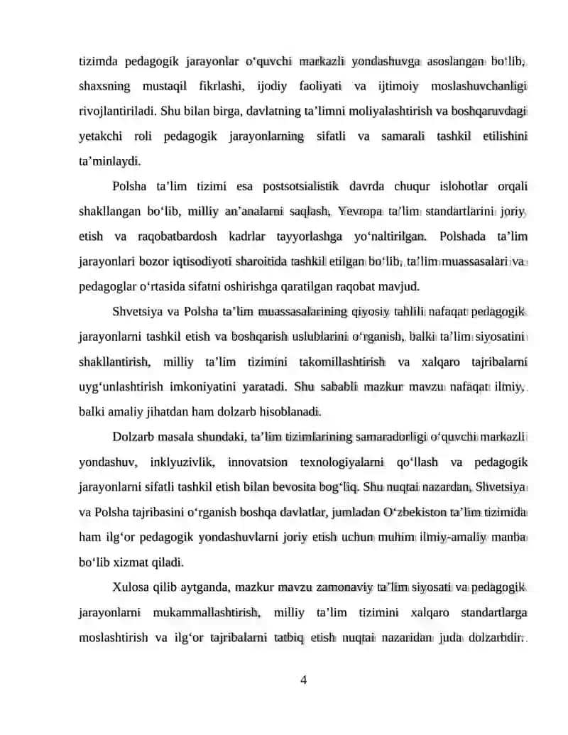 SHVETSIYA-POLSHA DAVLATLARI TA’LIM MUASSASALARINING OLIB BORILISHI VA KOMPARATIVISTIK TAHLIL 4