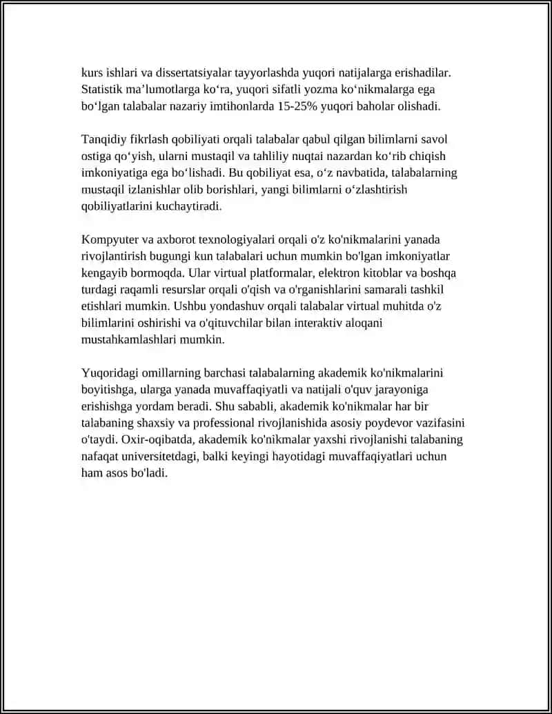 AKADEMIK KO'NIKMALARNING TALABALAR FAOLIYATIDAGI AHAMIYATI VA DOLZARBLIGI 4