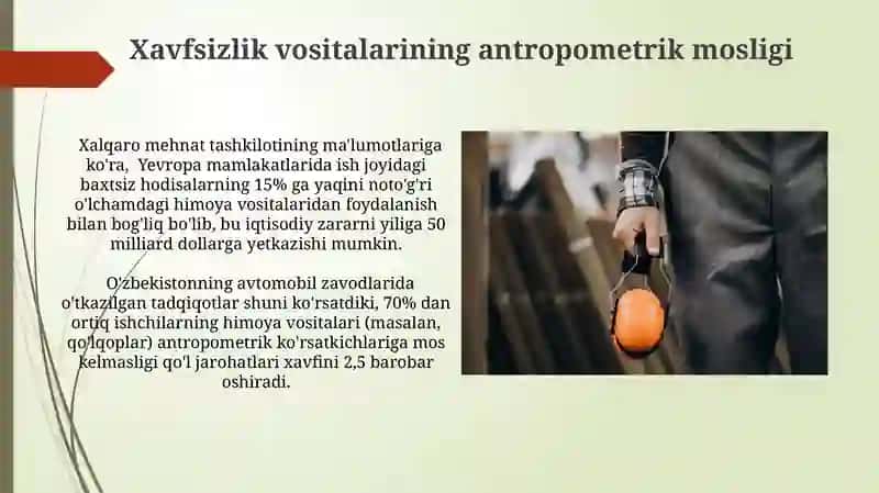 Antropometrik korsatkichlar va xavfsizlik 4