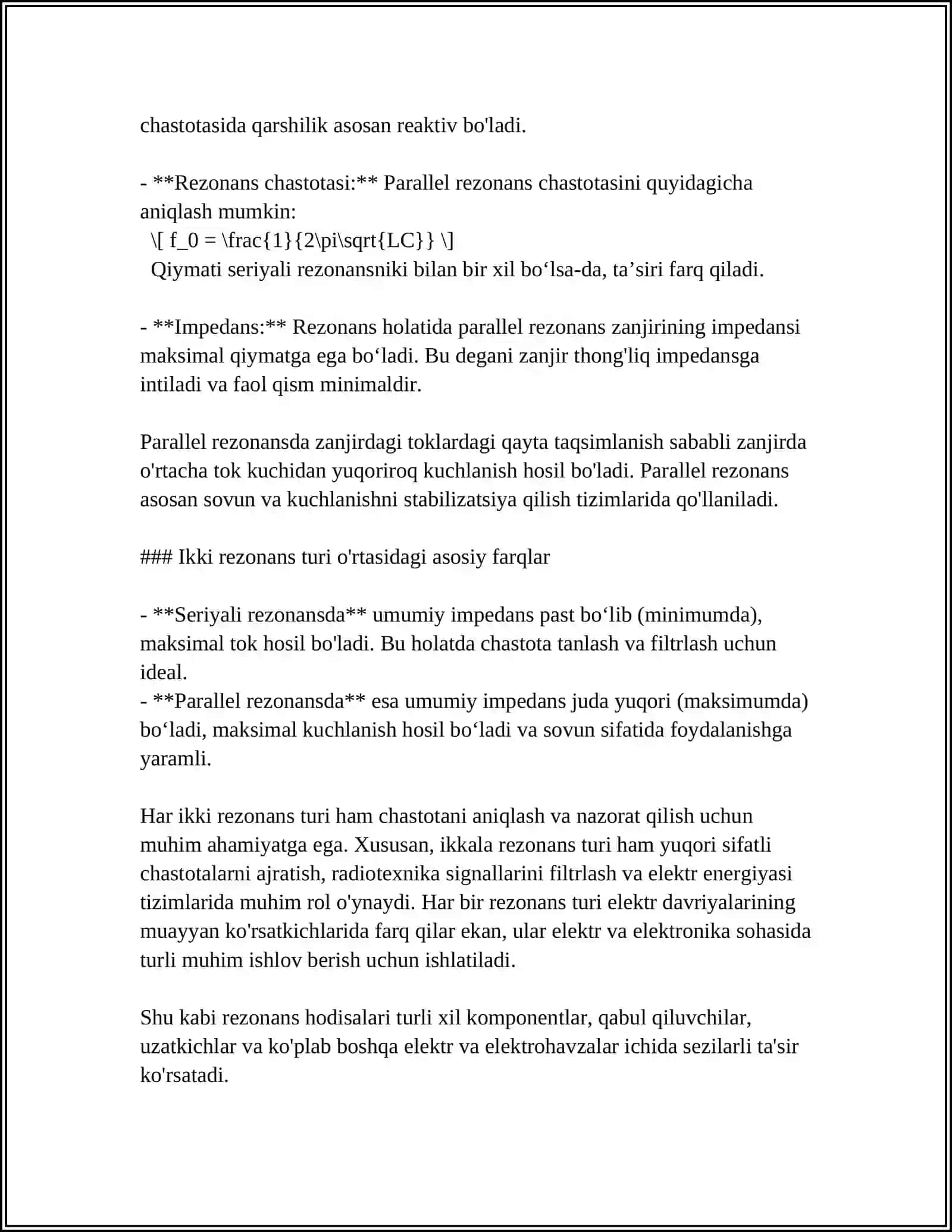 O'ZGARUVCHAN TOK ZANJIRDAGI REZONANS HODISALAR. KLASSIK VA KVANT XOLL EFFEKTI 4