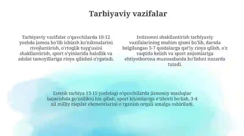 Jismoniy tarbiyadarslarining vazifalari 4