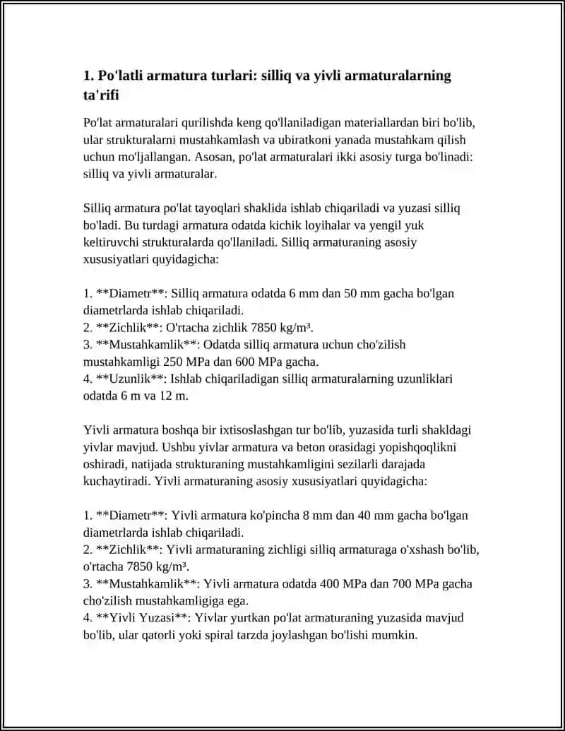 PO'LATLI ARMATURA KLASSIFIKATSIYASI 4
