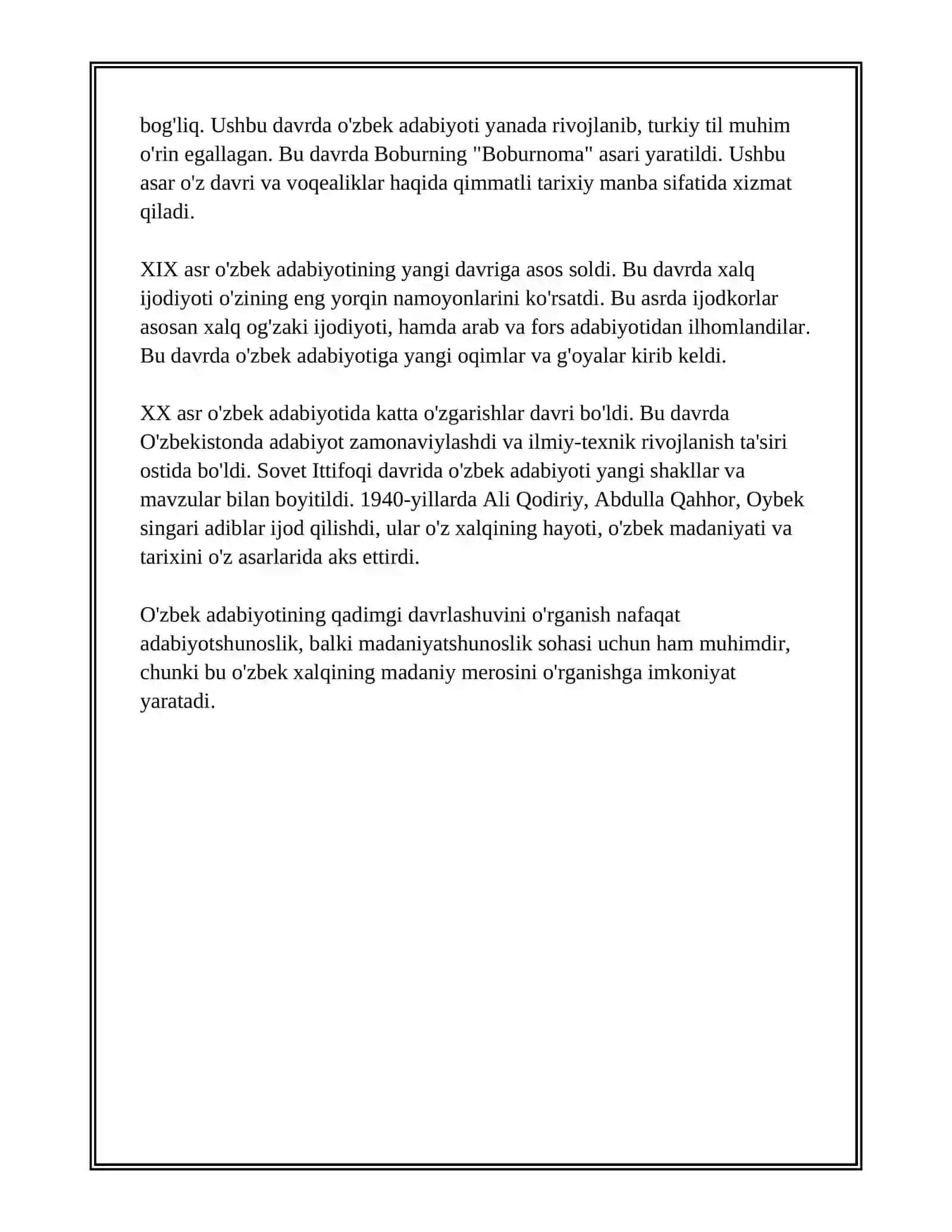 O'ZBEK ADABIYOTINI DAVRLASHTIRISH, SHAKLLANISHIDAGI MANBALAR 4