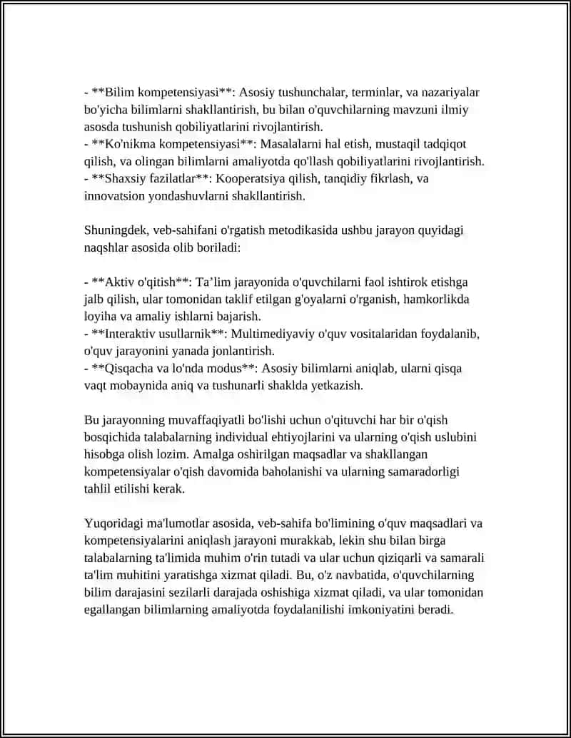 WEB-SAHIFA BÒLIMINI ÒQITISH METODIKASI 4