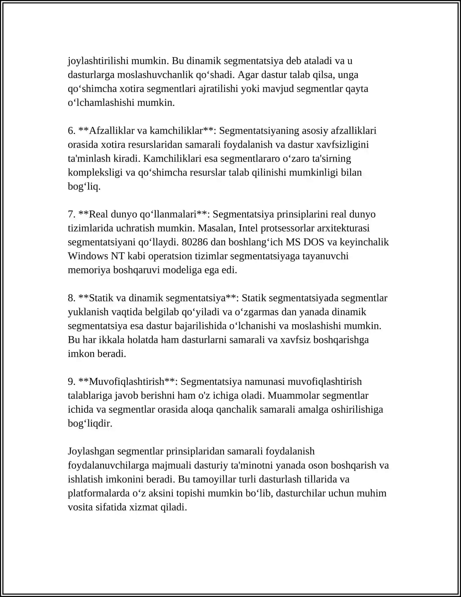 ICHMA-ICH JOYLASHGAN SEGMENTLAR PRINSIPINI TUSHUNTIRING 4