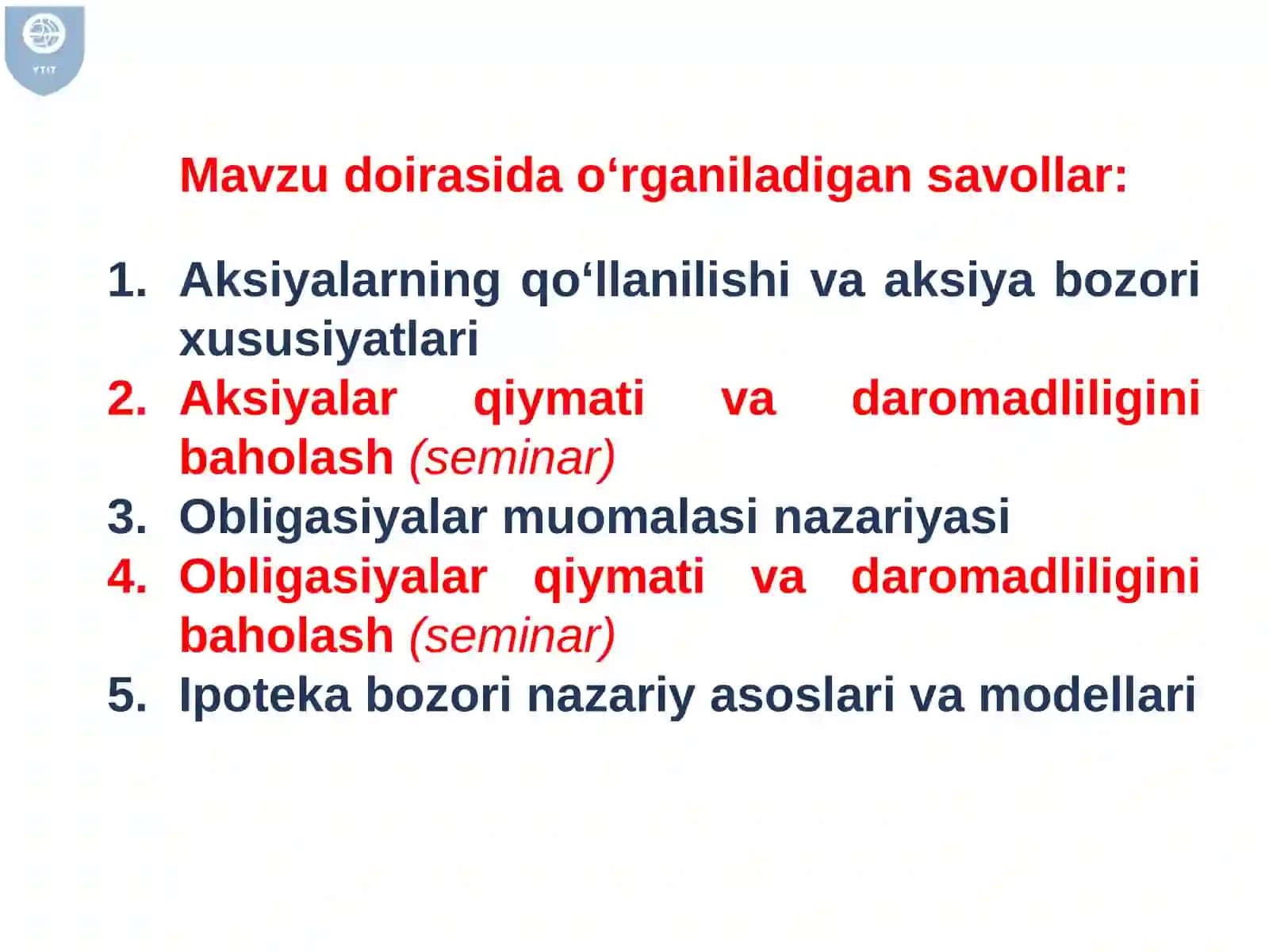MOLIYA BOZORI SEGMENTLARI:KAPITAL BOZORI 4