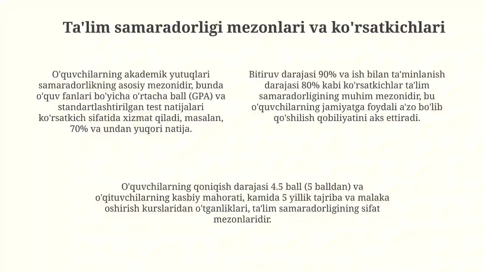 Ta'lim samaradorligi tushunchasi, uning mazmuni va mohiyati 4