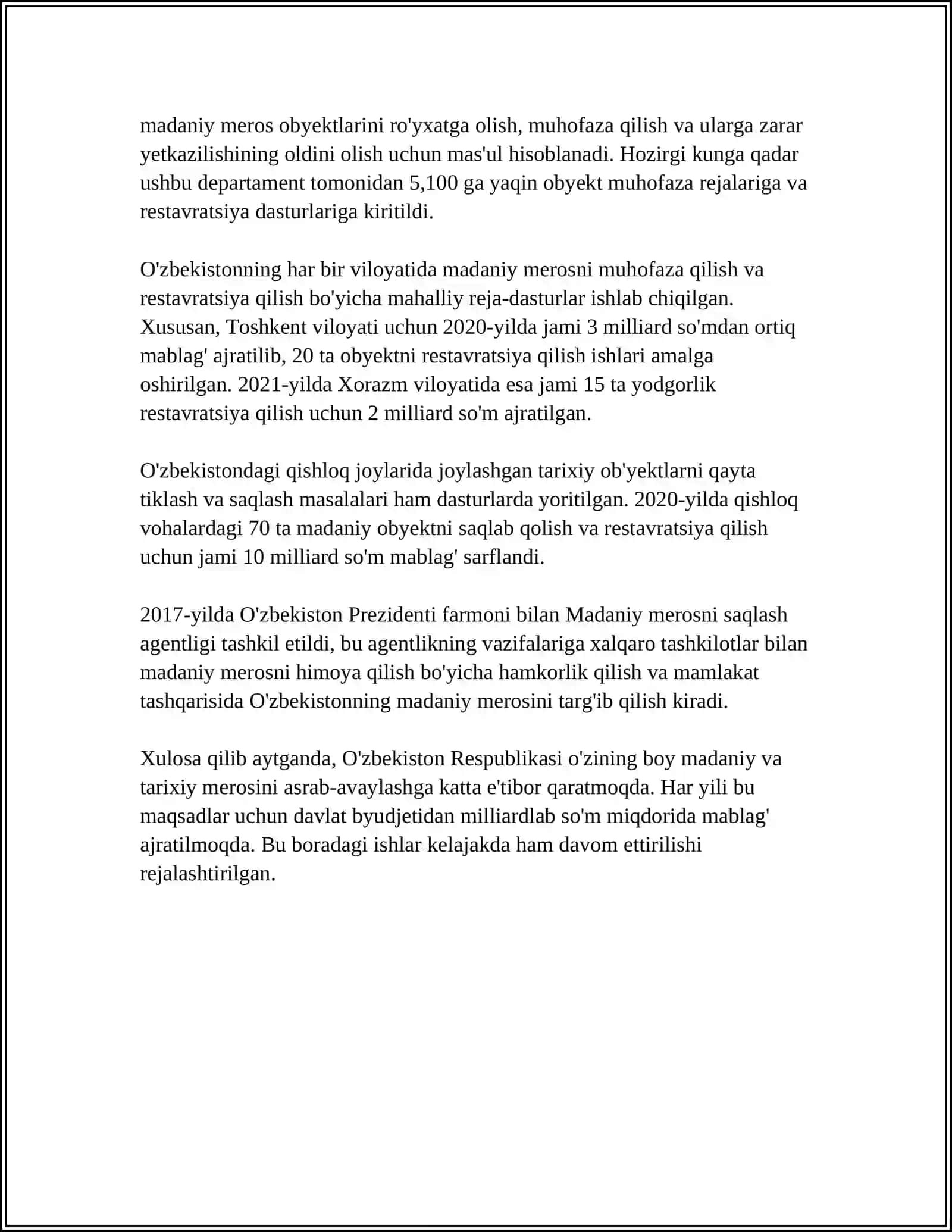O'zbekistonning milliy merosini asrash va tiklash dasturlari 4