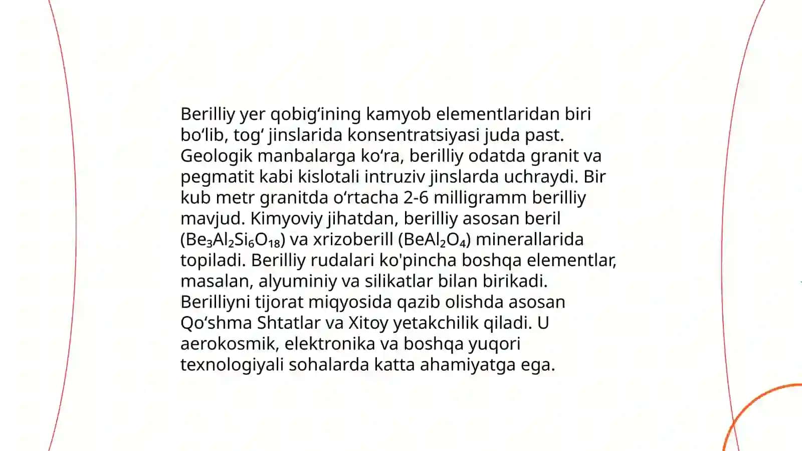 Berilliy geokimyosi 4