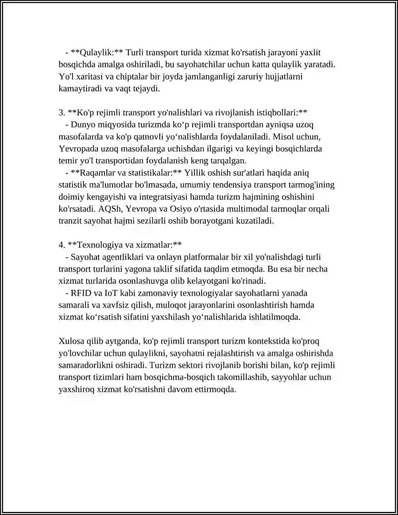TURIZMDA MULTIMODAL TRANSPORTI: TUSHUNCHASI VA XUSUSIYATLARI 4