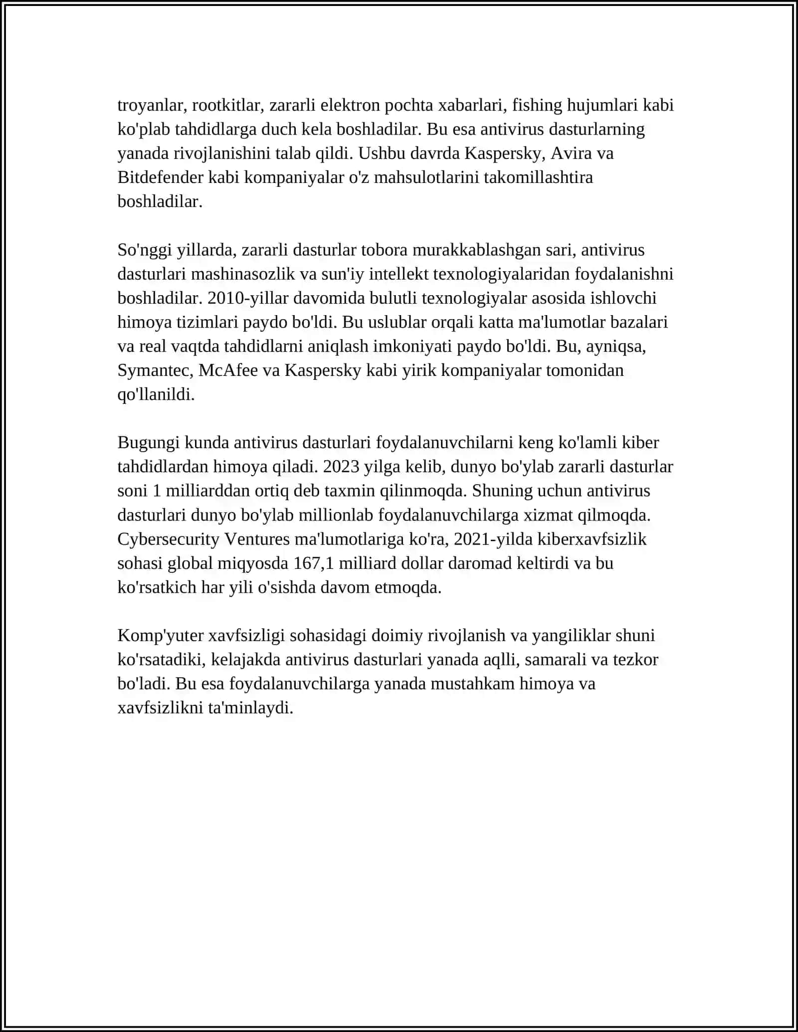 ANTIVIRUS DASTURLARINING YARATILISH TARIXI VA ULARNING TURLARI 4