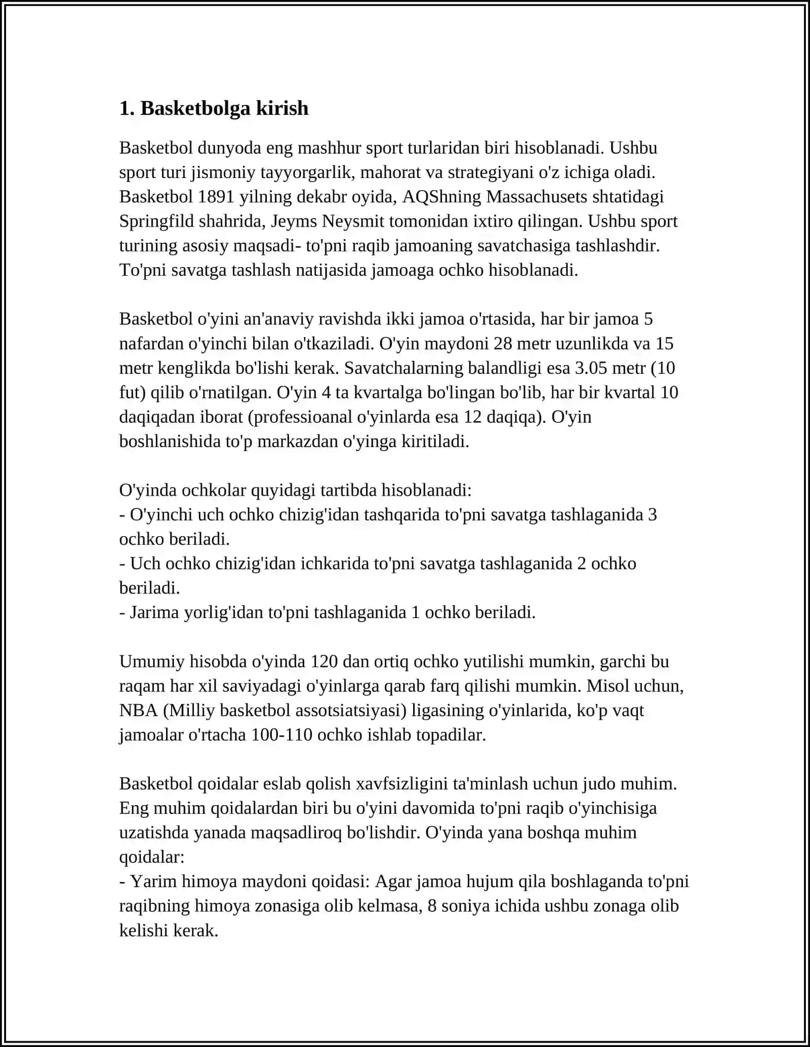 TANLANGAN SPORT TURLARI BÒYICHA BADANI QIZDRISH MASHQLARINI TUZISH (BASKETBALL) 4
