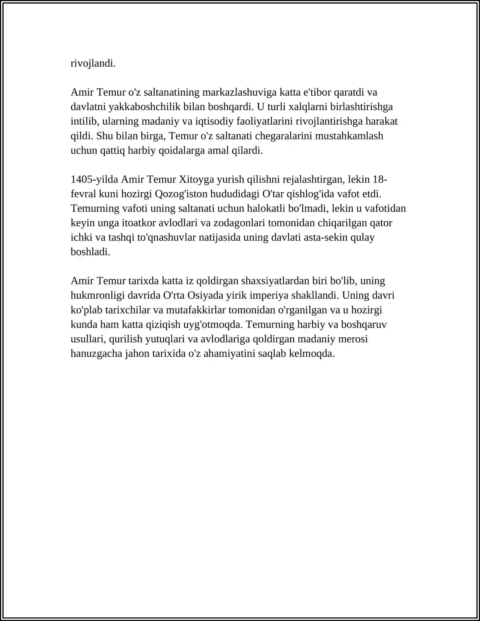 AMIR TEMUR BUYUK DAVLAT ARBOBI 4