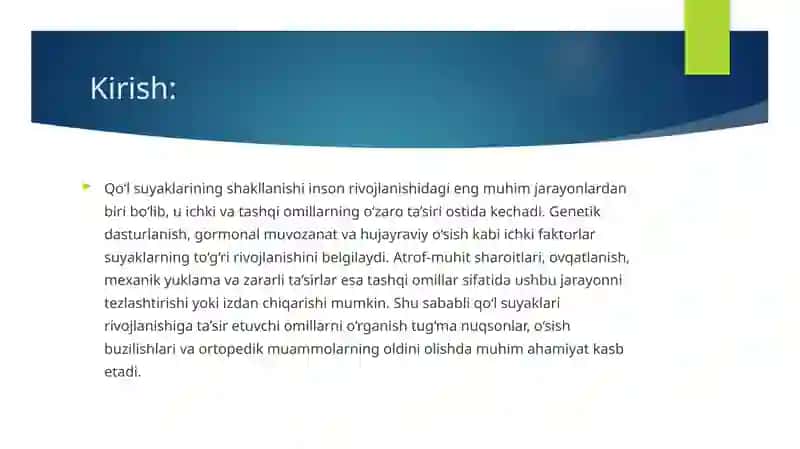 Qoʻl suyaklarining rivojlanishiga ichki va tashqi faktorlarning ta'siri 4