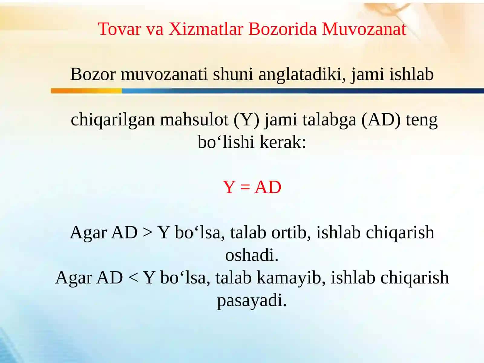 Keynsning tovarlar va xizmatlar bozorida makroiqtisodiy muvozanat modeli 4