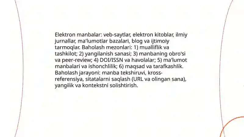 Manbalar va Adabiyotlar bilan ishlash 4