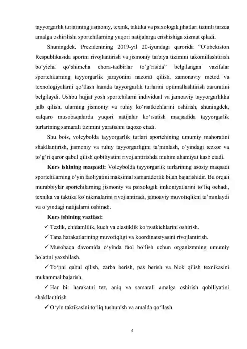 Voleybolda tayyorgarlik turlarining oʻrni va ahamiyati 4