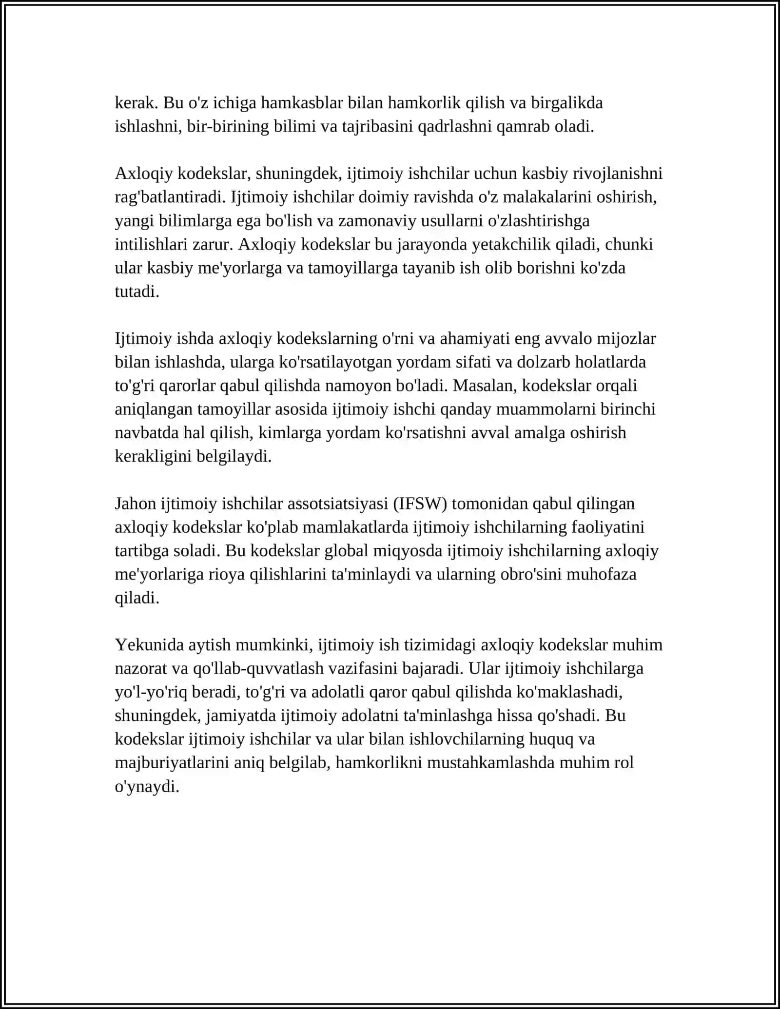 AXLOQIY KODEKSLARNING IJTIMOIY ISHGA AHAMIYATI VA ROʻLI 4