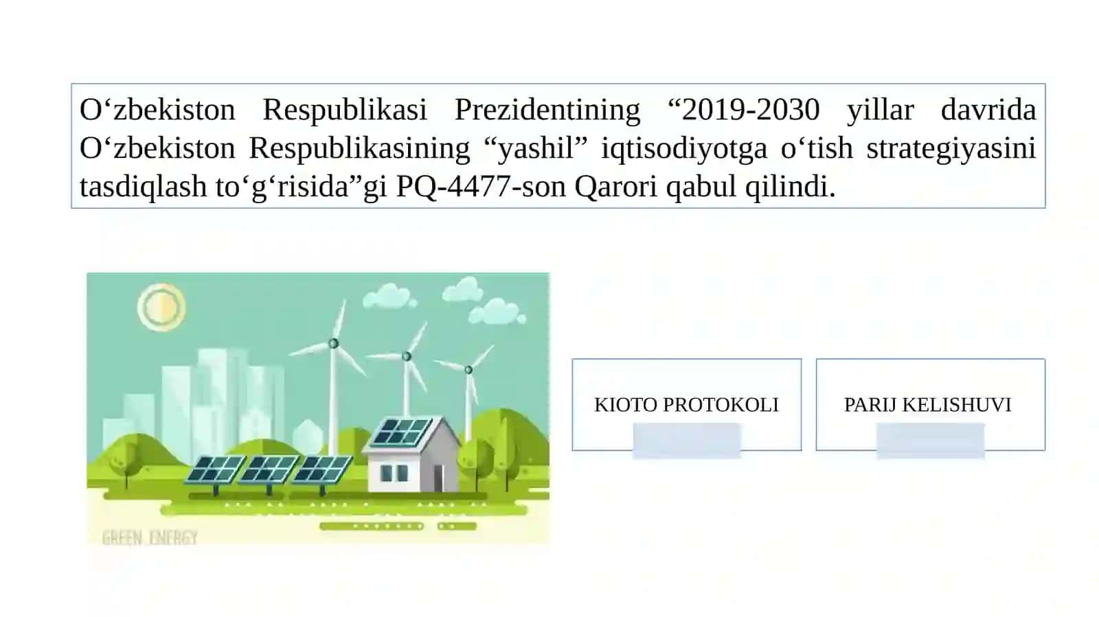 O‘zbekistonda “yashil iqtisodiyot”ni shakllantirish va rivojlantirish bosqichlari 4