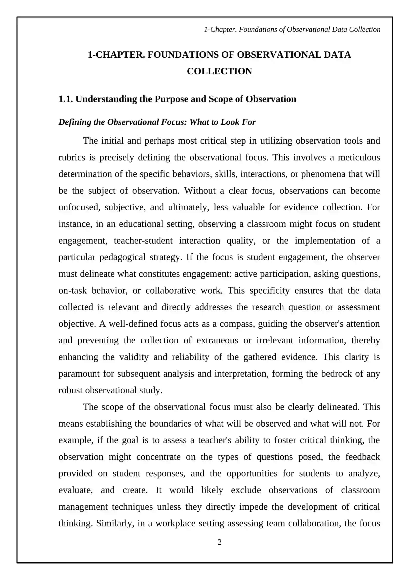 Course Work on Observation Tools and Rubrics 4