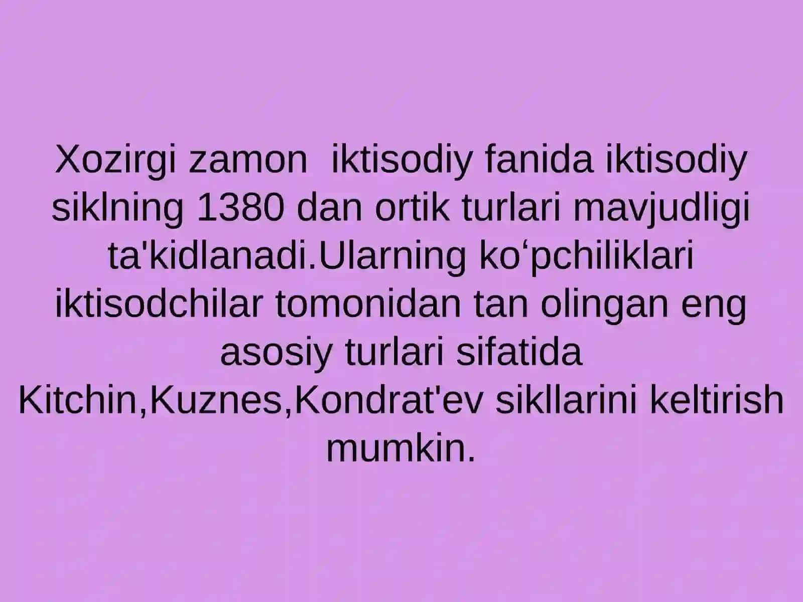 Iqtisodiyotning sikllirivojlanishi 4