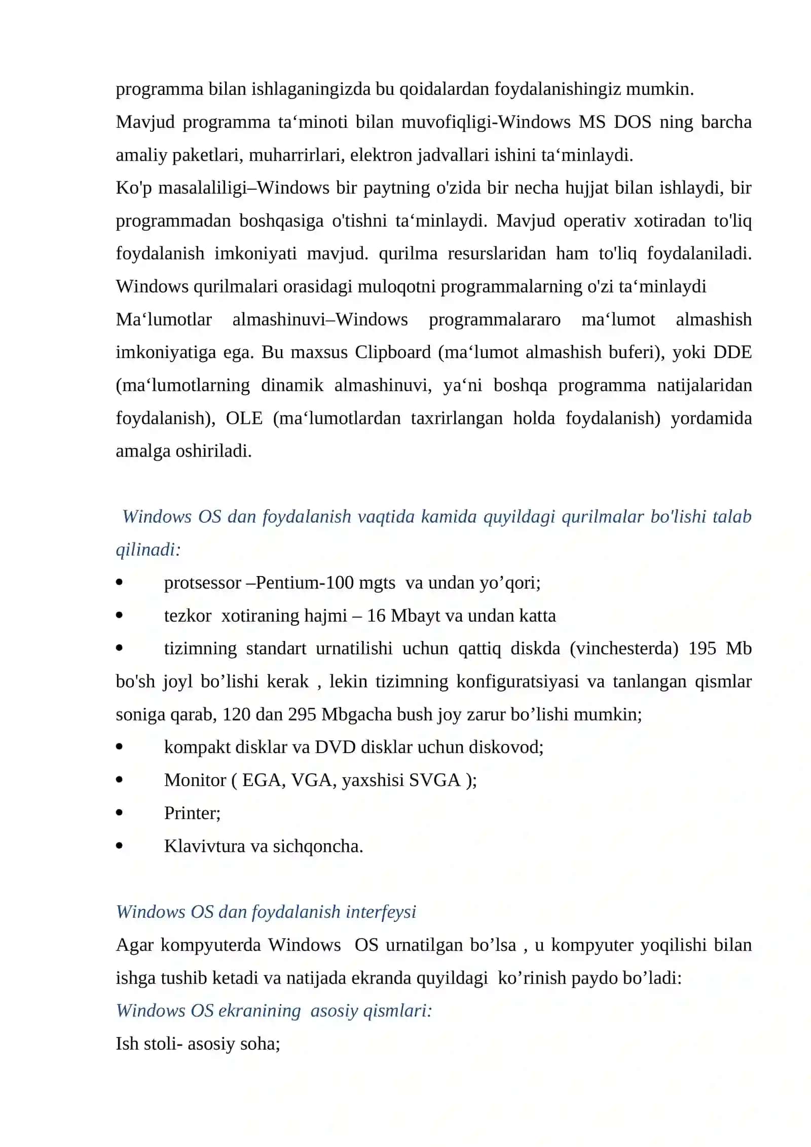Windows XP operatsion sistemasi. Windows ish stoli. Asosiy ob‘ektlar va boshqarish usullari 4