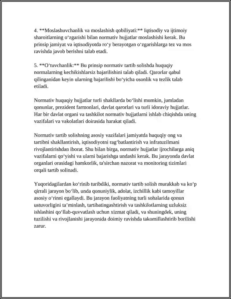 NORMATIV TARTIB SOLISH TUSHUNCHASI, ISH HAQI TURLARI, SHAKILLARI VA TIZIMLARI 4