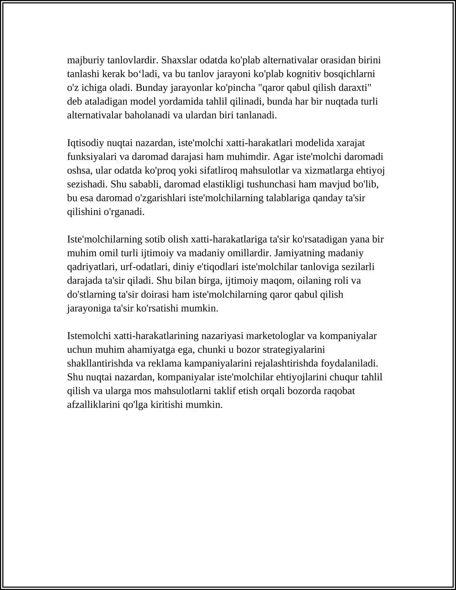 MUSTAQIL ISH Mavzu: ISTEMOLCHI XATTI-HARAKATLARINING TARKIBIY QISMLARI 4