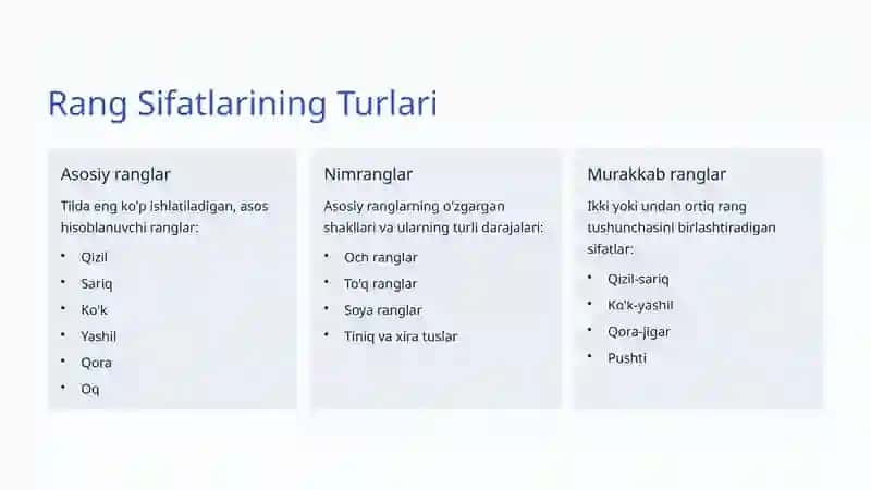Rang Bildiruvchi Sifatlar 4