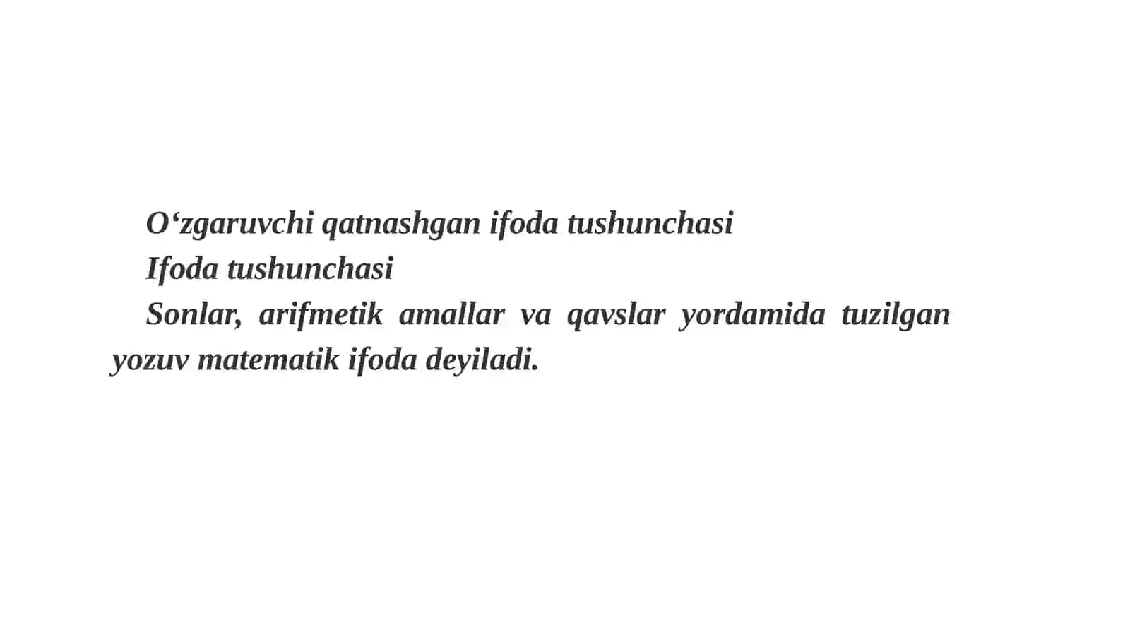 O'zgaruvchi qatnashgan ifoda 4