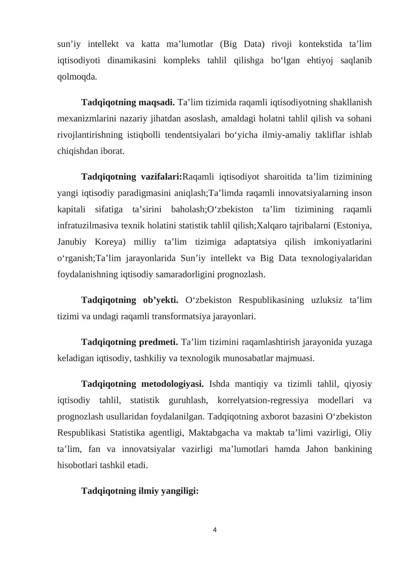 Ta’lim xizmatlari bozorida raqamli texnologiyalardan foydalanish samaradorligini baholash 4