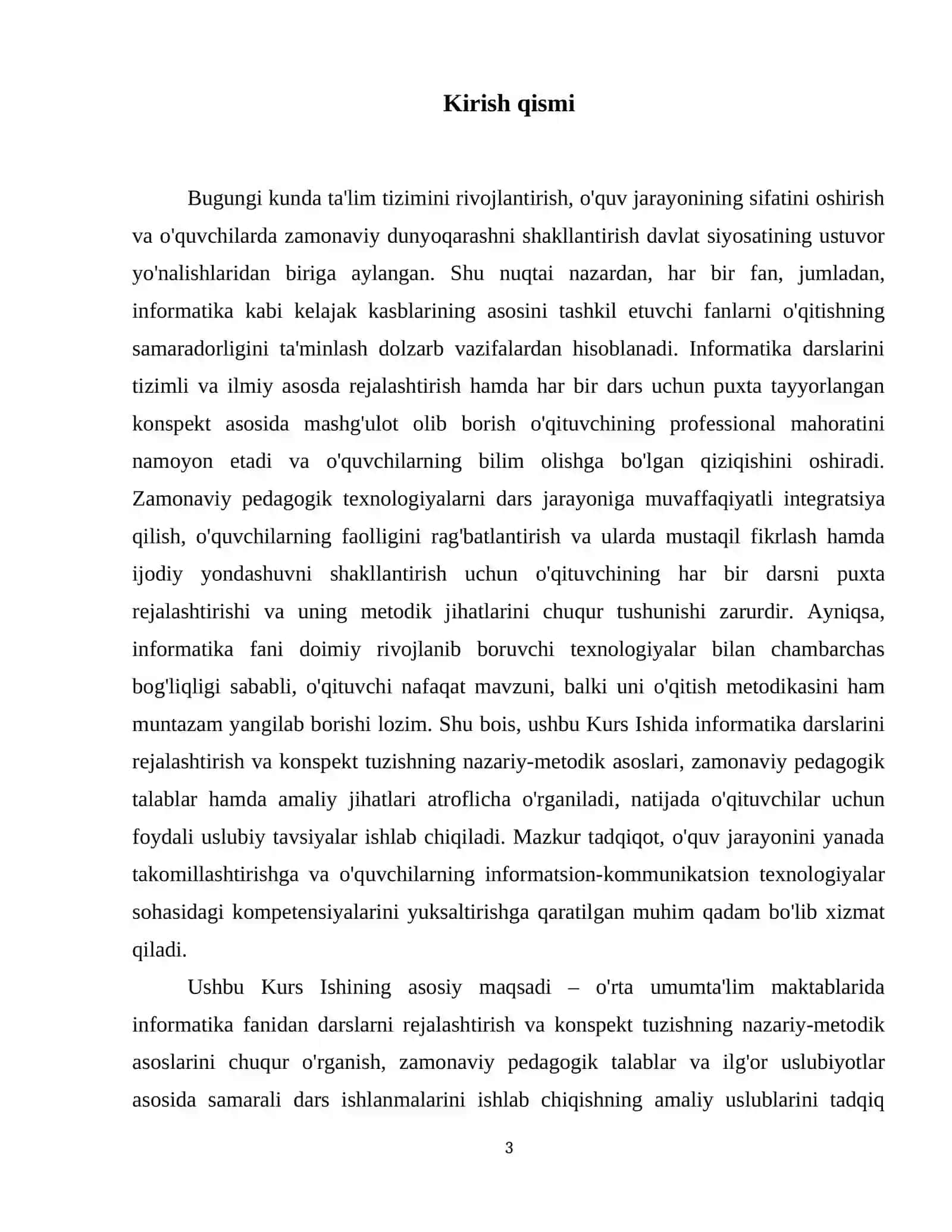Informatika fanidan darslarni rejalashtirish va konspekt tuzish metodikasi. 4