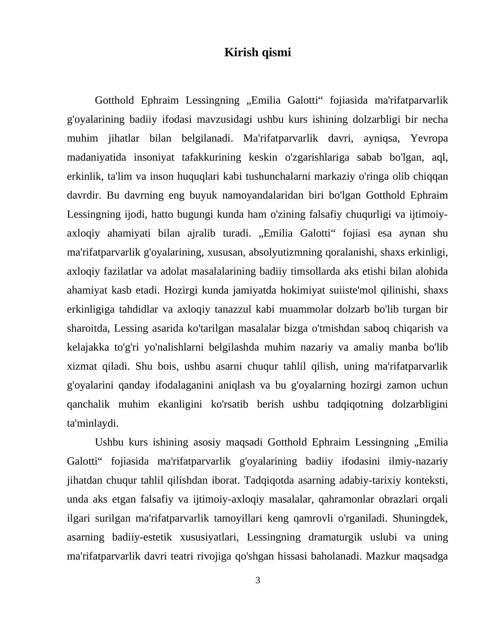 THEMA: DARSTELLUNG AUFKLÄRERISCHER IDEEN IN LESSINGS TRAGÖDIE „EMILIA GALOTTI“
INHALTSVERZEICHNIS 4