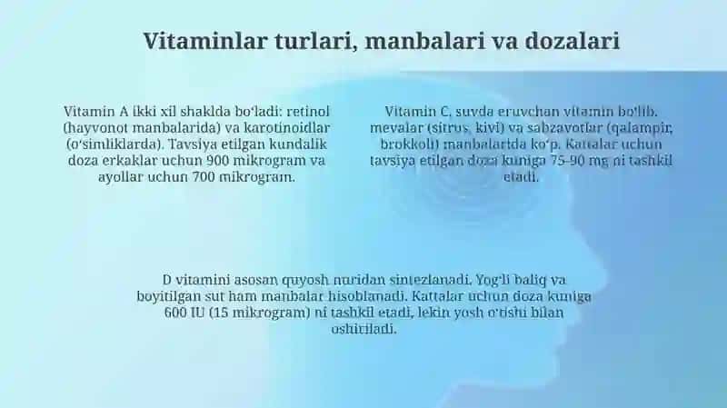 Vitaminlarning zarari va foydasi haqida 4