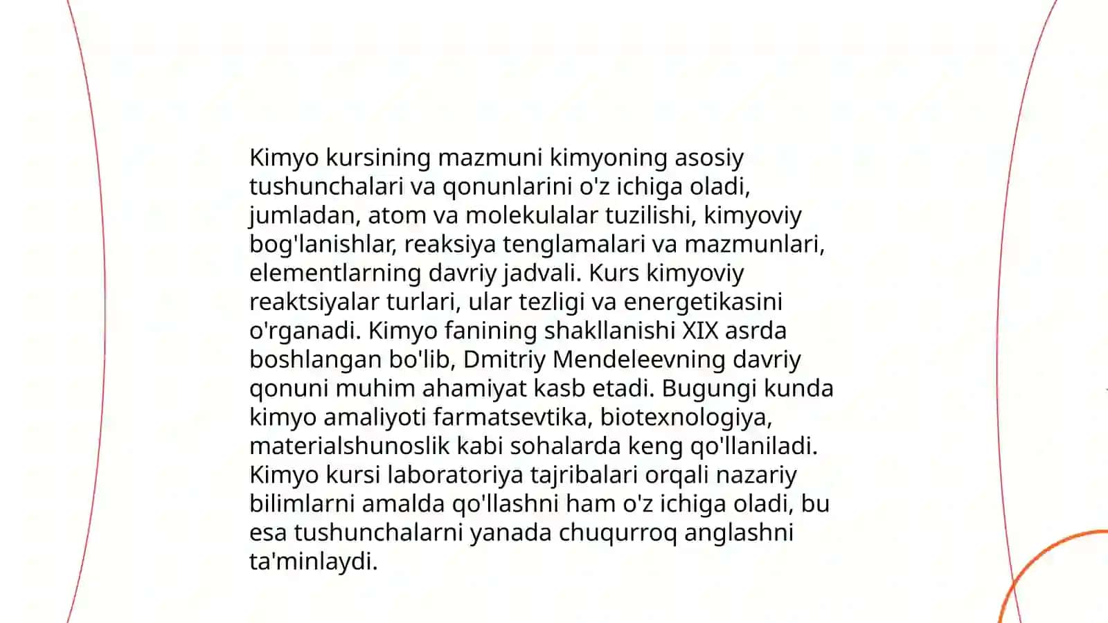 Umumta'lim maktabi kimyo kursi mazmuning shakllanishi va unga boʼlgan talablar 4