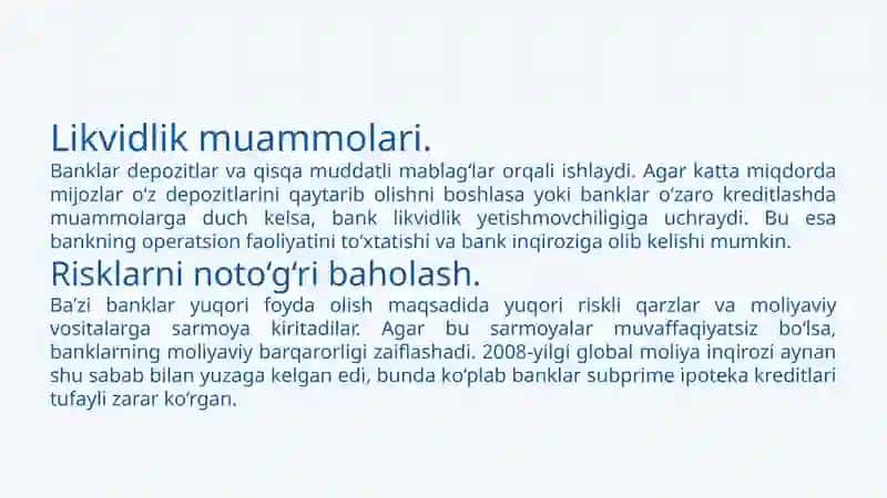 Global bank inqirozlari sabablalari va ularning oqibatlari. 4