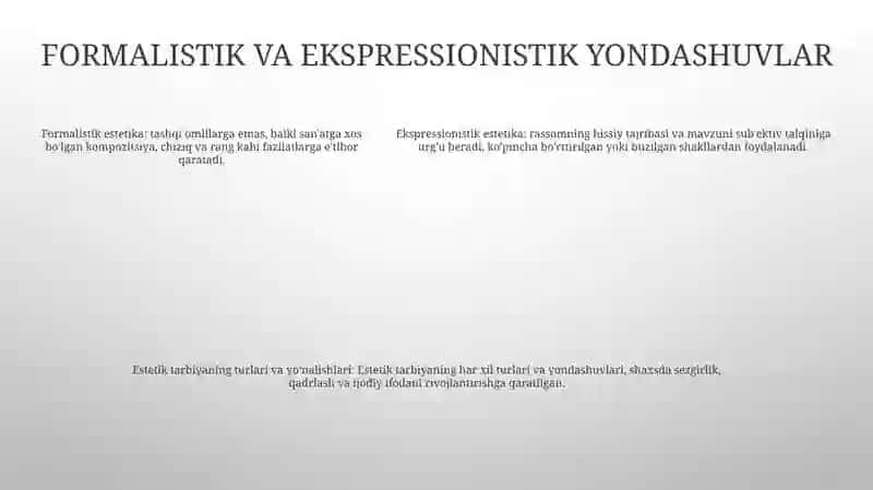 Estetik Tarbiyaning Turlari Va YoʻNalishlari 4