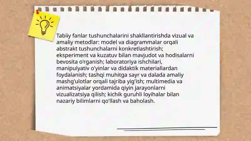 Boshlang'ich sinf o'quvchilaridan tabiiy fanlarga oid tasavvur va tushunchalari shakllantirish metodik asoslar 4