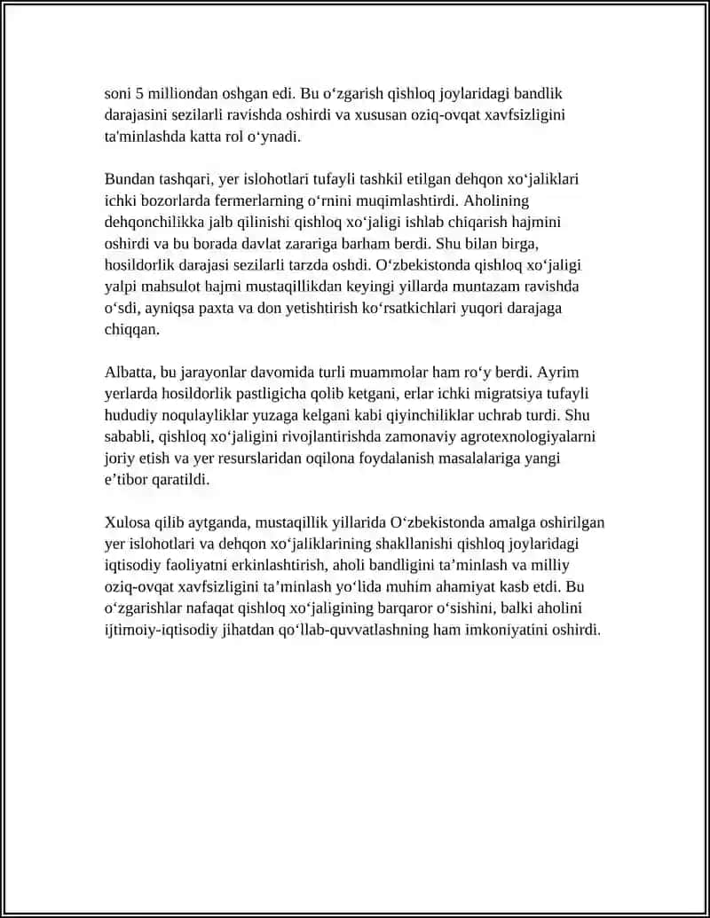 MUSTAQULLIK YILLARIDA QISHLOQ XOJALIGI VA SANOAT SOXASIDAGIOʻZGARISHLAR 4