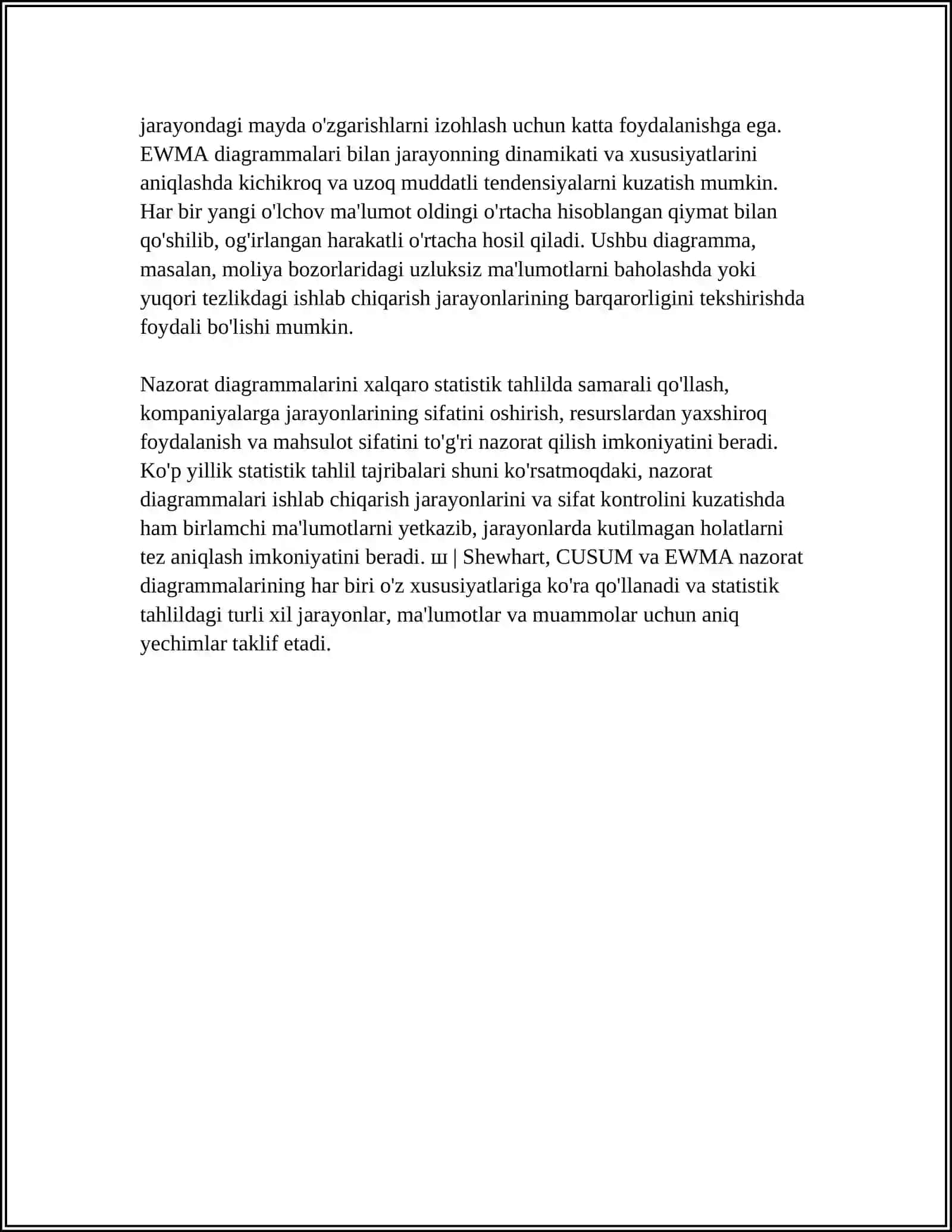 STATISTIK SIFAT NAZORAT USULLARIDAN FOYDALANISHDA XALQARO TAXLILI 4