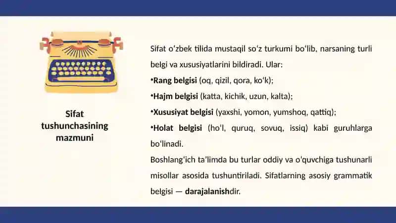 Boshlang`ich sinflarda sifat soz turkumini oganishda kreativ metod va usullar 4