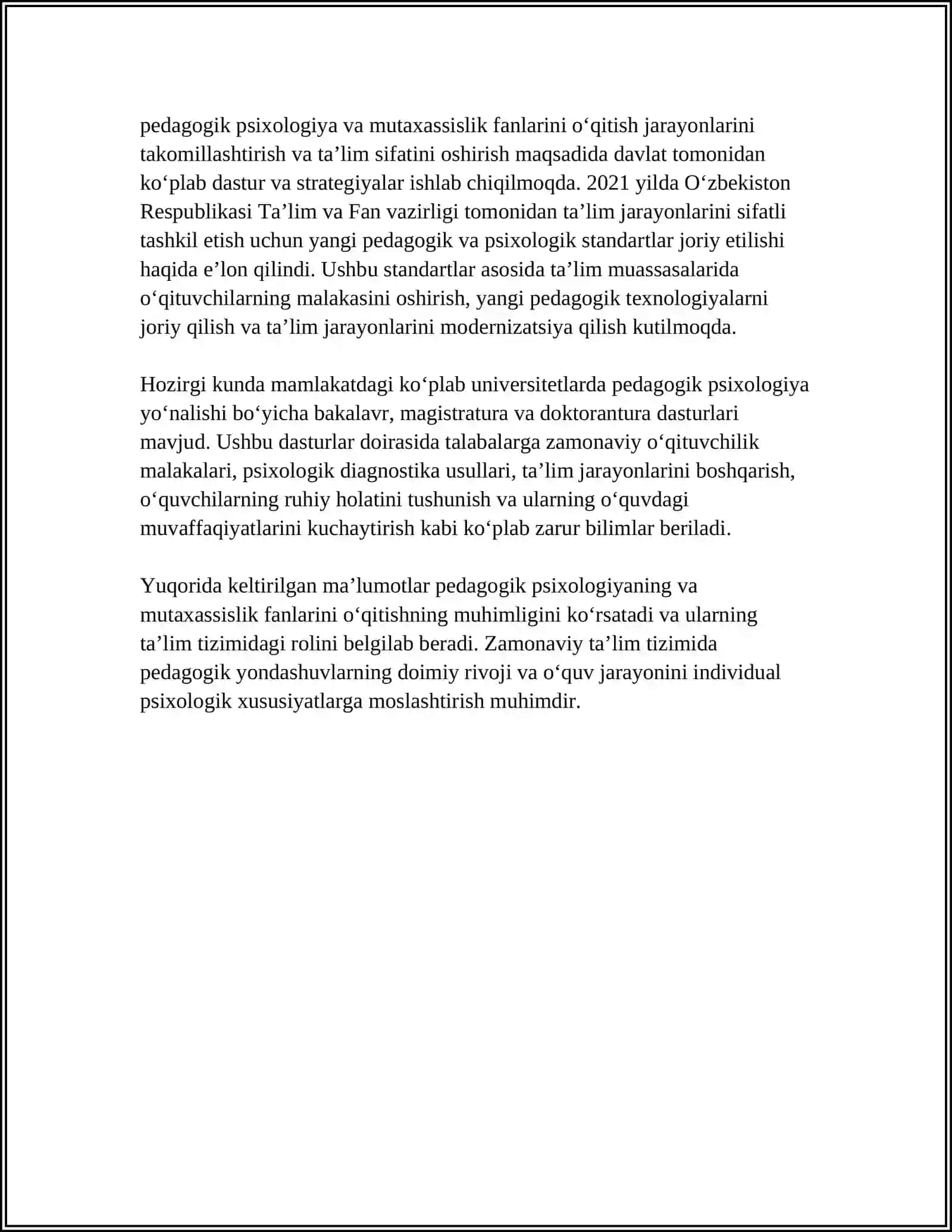 MUTAXASSISLIK FANLARINI O‘QITISH QONUNIYATLARI VA TAMOYILLARI 4