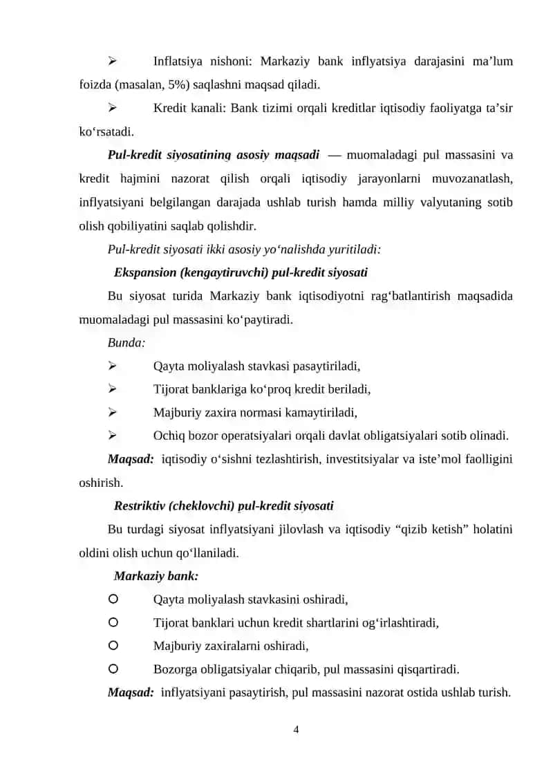 Pul-kredit siyosatining nazari anoslari 4