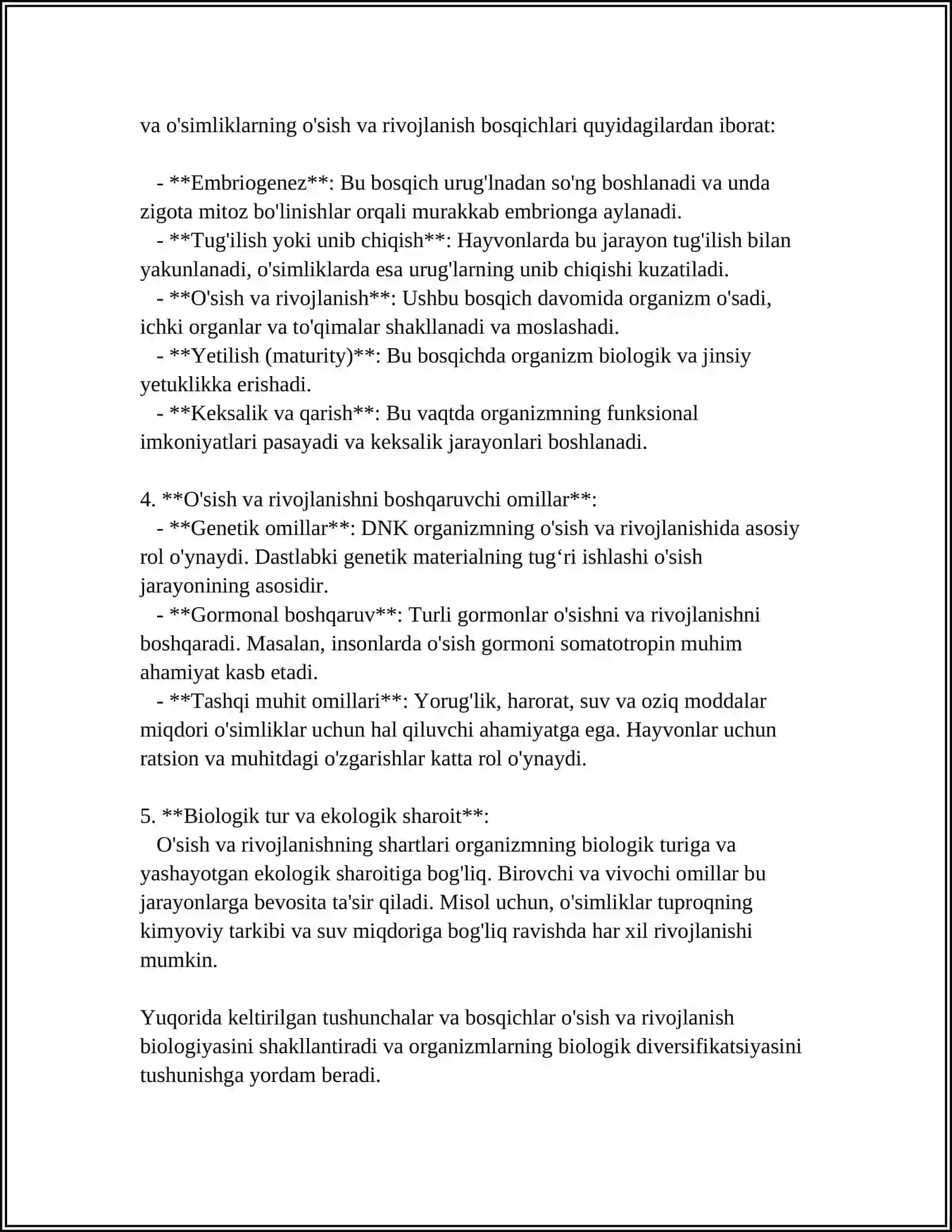 QISHLOQ XÒJALIK HAYVONLARINI ÒSISHI VA RIVOJLANISH DAVRLARI ÒSISHI VA RIVOJLANISHGA TASIR QILUVCHI OMILLAR 4