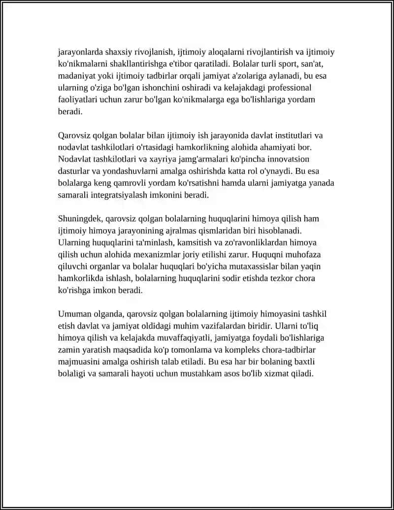 QAROVSIZ QOLGAN BOLALAR BILAN IJTIMOIY ISH 4