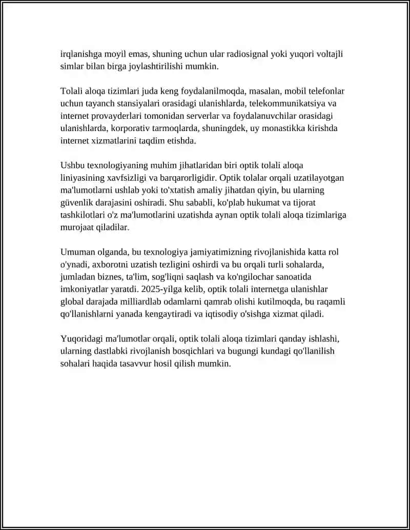 Optik tolali aloqa tizimlari 4