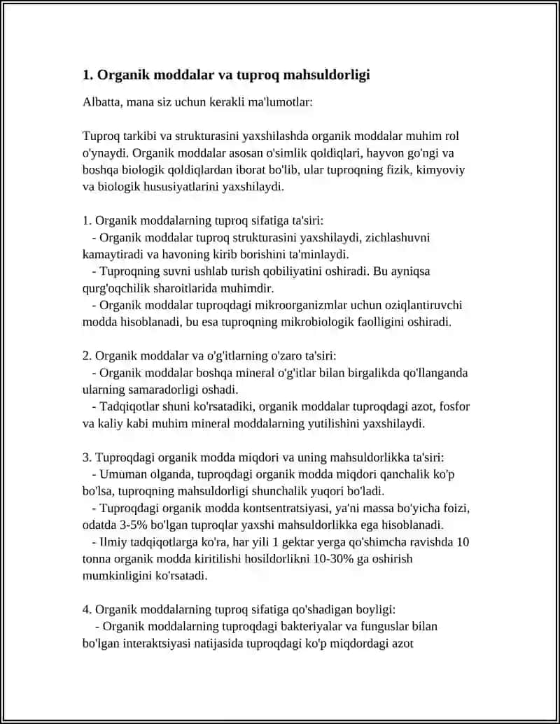 TUPROQLARNI ORGANIK MODDA BILAN BOYITISH VA UNING ILMIY AMALIY TOMONLARI 4